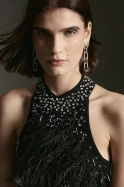 Promo ๐ Karen Millen Feather Embellished Knit Maxi ๐ Dress ๐คฉ 13 Promo ๐ Karen Millen Feather Embellished Knit Maxi ๐ Dress ๐คฉ -PARTY DRESSES Sales Store bkk02982 black xl 4