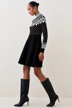 Cheap ✔️ Karen Millen Embellished Funnel Neck Knit Midi 👗 Dress 🥰 -PARTY DRESSES Sales Store bkk03083 mono xl 2
