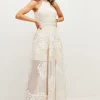 Cheapest 😉 Karen Millen Lydia Millen Applique Halter Woven Midi 👗 Dress 😉 -PARTY DRESSES Sales Store bkk03155 nude xl
