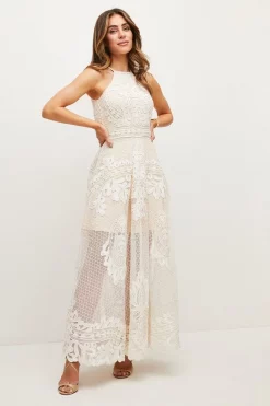 Cheapest 😉 Karen Millen Lydia Millen Applique Halter Woven Midi 👗 Dress 😉