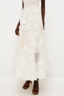 Cheapest 😉 Karen Millen Lydia Millen Applique Halter Woven Midi 👗 Dress 😉 -PARTY DRESSES Sales Store bkk03155 nude xl 5