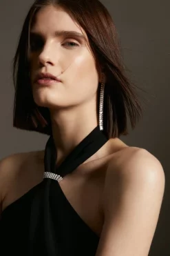 Wholesale 🔥 Karen Millen Compact Viscose Chain Knot Strap Column Midi 👗 Dress 🎁 -PARTY DRESSES Sales Store bkk03177 black xl 1