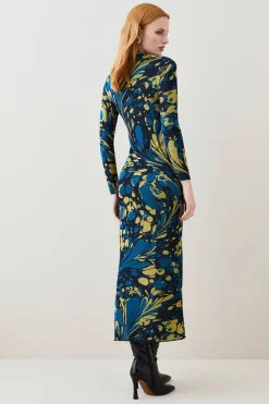 New 🎉 Karen Millen Marble Slinky Jacquard Knit Pencil Midaxi 👗 Dress ✔️ -PARTY DRESSES Sales Store bkk03258 multi xl 5