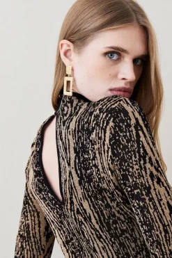 Buy 💯 Karen Millen Sparkle Slinky Knit Twist Neck Maxi 👗 Dress 🧨 -PARTY DRESSES Sales Store bkk03260 gold xl 3