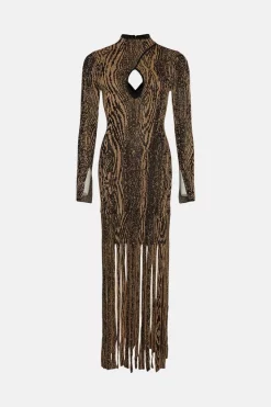 Buy 💯 Karen Millen Sparkle Slinky Knit Twist Neck Maxi 👗 Dress 🧨 -PARTY DRESSES Sales Store bkk03260 gold xl 4