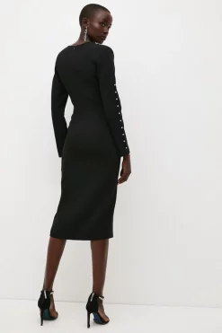 New βοΈ Karen Millen Compact Viscose Cut-out Stud Sleeve Pencil Midi π Dress π₯° 10 New βοΈ Karen Millen Compact Viscose Cut-out Stud Sleeve Pencil Midi π Dress π₯° -PARTY DRESSES Sales Store bkk03342 black xl 2