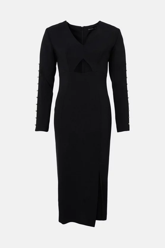 New βοΈ Karen Millen Compact Viscose Cut-out Stud Sleeve Pencil Midi π Dress π₯° 6 New βοΈ Karen Millen Compact Viscose Cut-out Stud Sleeve Pencil Midi π Dress π₯° - Image 4