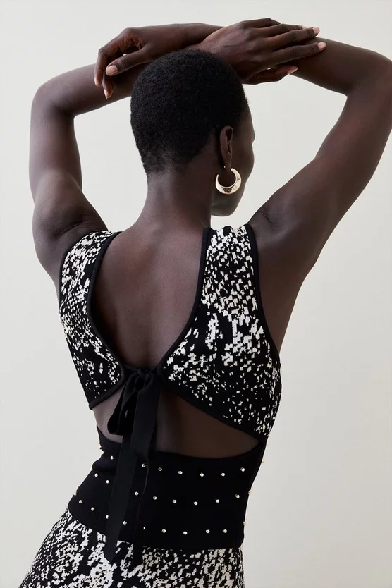 Outlet π― Karen Millen Snake Studded Tie Back Knit Skater Mini π Dress π 4 Outlet π― Karen Millen Snake Studded Tie Back Knit Skater Mini π Dress π - Image 2