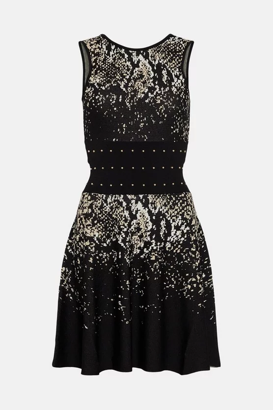 Outlet π― Karen Millen Snake Studded Tie Back Knit Skater Mini π Dress π 6 Outlet π― Karen Millen Snake Studded Tie Back Knit Skater Mini π Dress π - Image 4