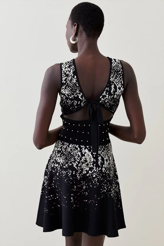 Outlet π― Karen Millen Snake Studded Tie Back Knit Skater Mini π Dress π 7 Outlet π― Karen Millen Snake Studded Tie Back Knit Skater Mini π Dress π - Image 5