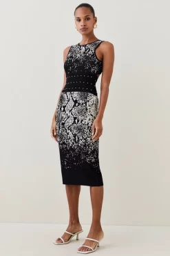 Discount 🎉 Karen Millen Snake Belted Knit Midi 👗 Dress 🥰 -PARTY DRESSES Sales Store bkk03487 snake xl 2