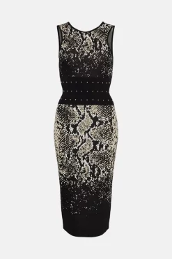 Discount 🎉 Karen Millen Snake Belted Knit Midi 👗 Dress 🥰 -PARTY DRESSES Sales Store bkk03487 snake xl 3