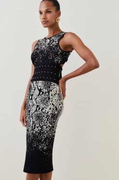 Discount 🎉 Karen Millen Snake Belted Knit Midi 👗 Dress 🥰 -PARTY DRESSES Sales Store bkk03487 snake xl 4