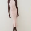 Coupon 🎉 Karen Millen Stud Detail Knit Halter Neck Midaxi 👗 Dress ✔️ -PARTY DRESSES Sales Store bkk03500 nude xl