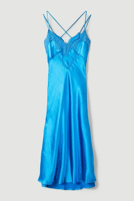 Hot Sale π― Karen Millen Textured Satin Lace Trim Woven Maxi Slip π Dress π 5 Hot Sale π― Karen Millen Textured Satin Lace Trim Woven Maxi Slip π Dress π - Image 5