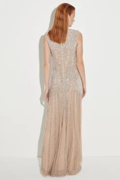 Best Pirce 🔥 Karen Millen Crystal Embellished Halter Maxi 👗 Dress 😍 -PARTY DRESSES Sales Store bkk03546 nude xl 5