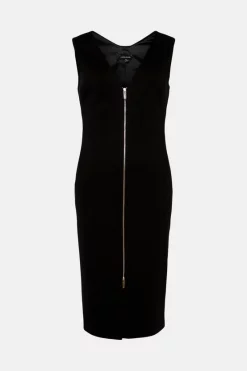 Best Pirce 👍 Karen Millen Italian Structured Jersey Zip Pencil Midi 👗 Dress ❤️ -PARTY DRESSES Sales Store bkk03577 black xl 3