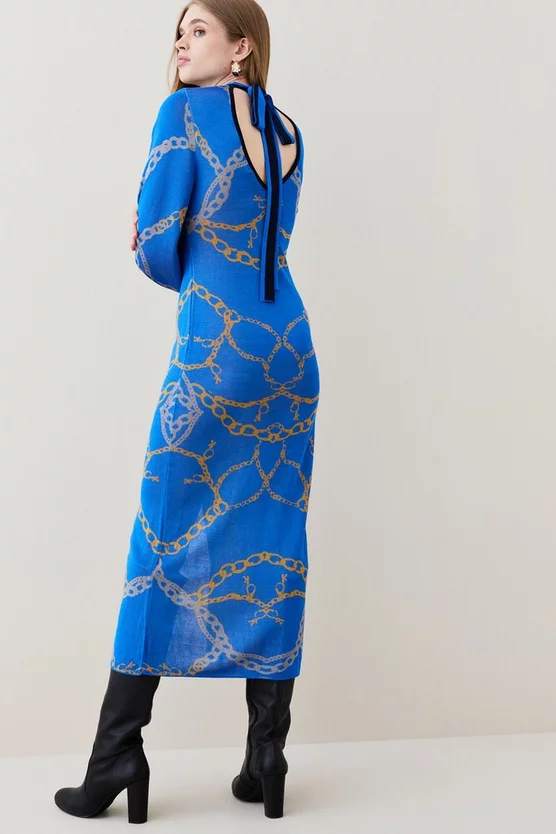 Buy π Karen Millen Slinky Knit Chain Jacquard Midaxi π Dress π 5 Buy π Karen Millen Slinky Knit Chain Jacquard Midaxi π Dress π - Image 3