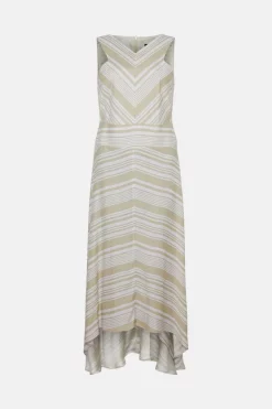 Budget 🌟 Karen Millen Stripe Cross Front Midi 👗 Dress ✨ -PARTY DRESSES Sales Store bkk03729 ivory xl 3