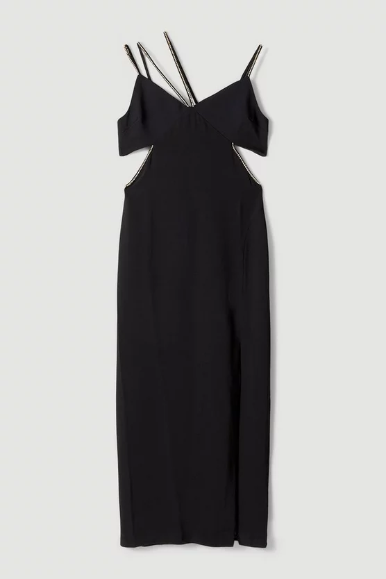 New π Karen Millen Soft Tailored Diamante Trim Cut Away Maxi π Dress π 6 New π Karen Millen Soft Tailored Diamante Trim Cut Away Maxi π Dress π - Image 4