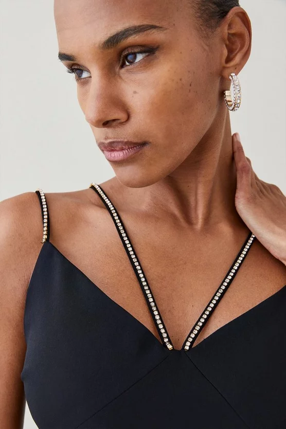 New π Karen Millen Soft Tailored Diamante Trim Cut Away Maxi π Dress π 7 New π Karen Millen Soft Tailored Diamante Trim Cut Away Maxi π Dress π - Image 5