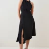 Coupon 🥰 Karen Millen Soft Tailored Sleeveless Midi 👗 Dress 🤩 -PARTY DRESSES Sales Store bkk04427 black xl