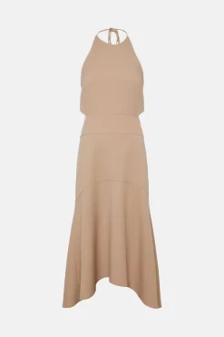 Hot Sale 🎁 Karen Millen Tailored Cut Away High Low Midi 👗 Dress 🌟 -PARTY DRESSES Sales Store bkk04557 nude xl 3