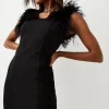 Budget 👏 Karen Millen Feather Strap Ponte Mini 👗 Dress 😀 -PARTY DRESSES Sales Store bkk04958 black xl