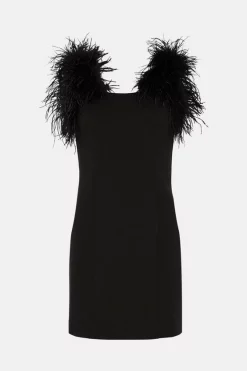 Budget 👏 Karen Millen Feather Strap Ponte Mini 👗 Dress 😀 -PARTY DRESSES Sales Store bkk04958 black xl 3