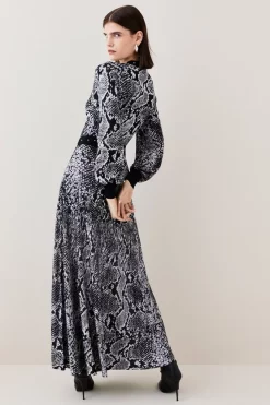 Cheap ✨ Karen Millen Space Dye Slinky Knit Animal Jacquard Maxi 👗 Dress 🎉 -PARTY DRESSES Sales Store bkk04969 snake xl 2