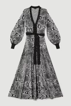 Cheap ✨ Karen Millen Space Dye Slinky Knit Animal Jacquard Maxi 👗 Dress 🎉 -PARTY DRESSES Sales Store bkk04969 snake xl 3