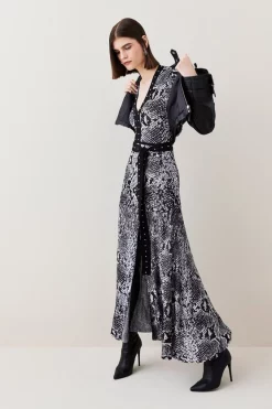 Cheap ✨ Karen Millen Space Dye Slinky Knit Animal Jacquard Maxi 👗 Dress 🎉 -PARTY DRESSES Sales Store bkk04969 snake xl 4