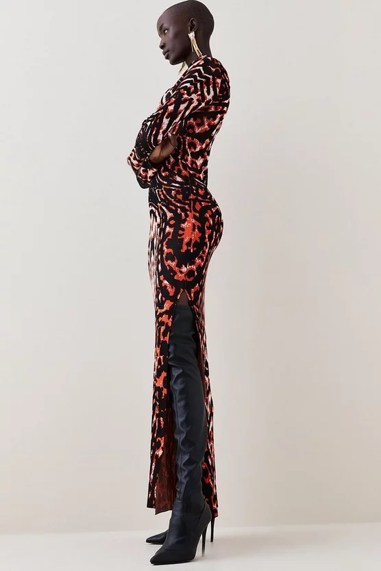 Wholesale π₯ Karen Millen Embellished Twist Slinky Jacquard Knit Maxi π Dress π€© 7 Wholesale π₯ Karen Millen Embellished Twist Slinky Jacquard Knit Maxi π Dress π€© - Image 5