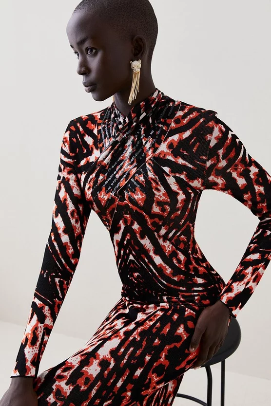 Wholesale π₯ Karen Millen Embellished Twist Slinky Jacquard Knit Maxi π Dress π€© 8 Wholesale π₯ Karen Millen Embellished Twist Slinky Jacquard Knit Maxi π Dress π€© - Image 6