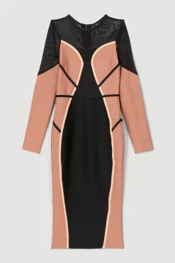 Promo 💯 Karen Millen Bandage Knit And Mesh Colour Block 👗 Dress ⌛ -PARTY DRESSES Sales Store bkk05023 multi xl 3