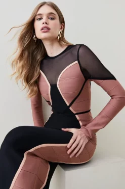 Promo 💯 Karen Millen Bandage Knit And Mesh Colour Block 👗 Dress ⌛ -PARTY DRESSES Sales Store bkk05023 multi xl 4