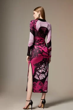 Cheapest 🎉 Karen Millen British Museum Slinky Knit Star Mapped Jacquard Midaxi 👗 Dress 👍 -PARTY DRESSES Sales Store bkk05048 multi xl 4