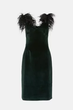 Best Pirce β¨ Karen Millen Velvet Feather Strap Midi π Dress π 11 Best Pirce β¨ Karen Millen Velvet Feather Strap Midi π Dress π -PARTY DRESSES Sales Store bkk05090 forest xl 3