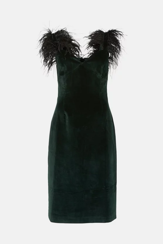Best Pirce β¨ Karen Millen Velvet Feather Strap Midi π Dress π 6 Best Pirce β¨ Karen Millen Velvet Feather Strap Midi π Dress π - Image 4