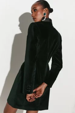 Cheapest ✨ Karen Millen Velvet Feather Detail Blazer Mini 👗 Dress 🎉 -PARTY DRESSES Sales Store bkk05091 forest xl 5