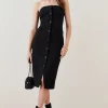 Discount 👏 Karen Millen Compact Stretch Button Pencil Midi 👗 Dress ✔️ -PARTY DRESSES Sales Store bkk05105 black xl