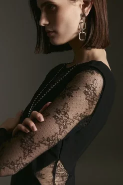 Brand new π Karen Millen Lace Front Diamante Mini π Dress π 10 Brand new π Karen Millen Lace Front Diamante Mini π Dress π -PARTY DRESSES Sales Store bkk05136 black xl 2