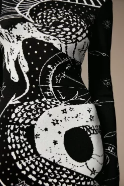 Best Sale 😉 Karen Millen British Museum Celestial Snake Knit Jacquard 👗 Dress 👍 -PARTY DRESSES Sales Store bkk05186 mono xl 2