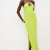 Best deal 🤩 Karen Millen Halter Neck Drape Jersey Maxi 👗 Dress 🌟 -PARTY DRESSES Sales Store bkk05265 neon lime xl