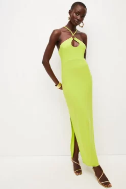 Best deal 🤩 Karen Millen Halter Neck Drape Jersey Maxi 👗 Dress 🌟