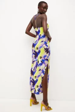 Wholesale 🎁 Karen Millen Neon Print Halter Drape Jersey Maxi 👗 Dress ❤️ -PARTY DRESSES Sales Store bkk05266 multi xl 2