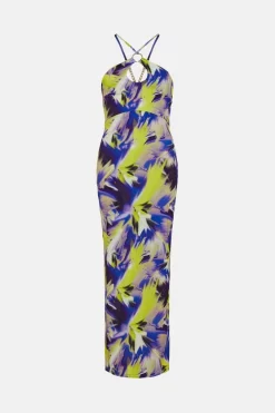 Wholesale 🎁 Karen Millen Neon Print Halter Drape Jersey Maxi 👗 Dress ❤️ -PARTY DRESSES Sales Store bkk05266 multi xl 3