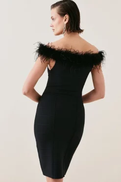 Promo 😉 Karen Millen Bandage Feather Bardot Knit Mini 👗 Dress 👏 -PARTY DRESSES Sales Store bkk05280 black xl 5
