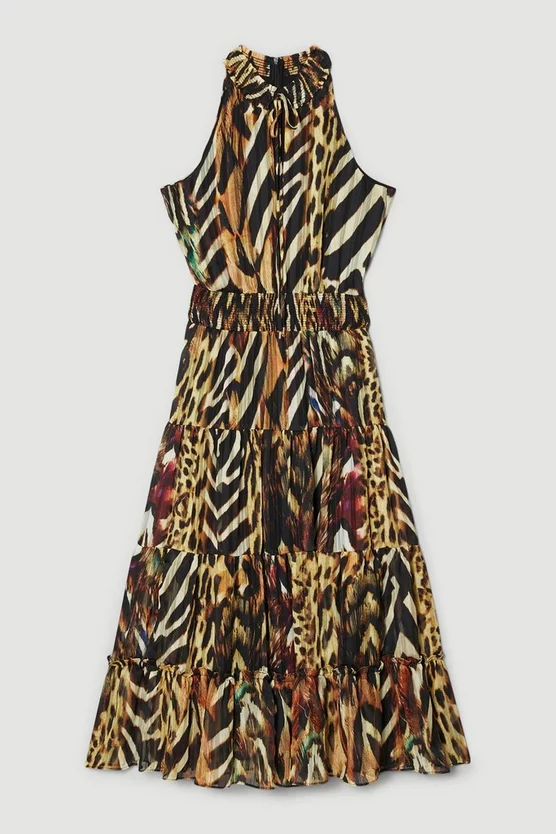 Top 10 𧨠Karen Millen Animal Shirred Halter Woven Maxi π Dress π 6 Top 10 𧨠Karen Millen Animal Shirred Halter Woven Maxi π Dress π - Image 4