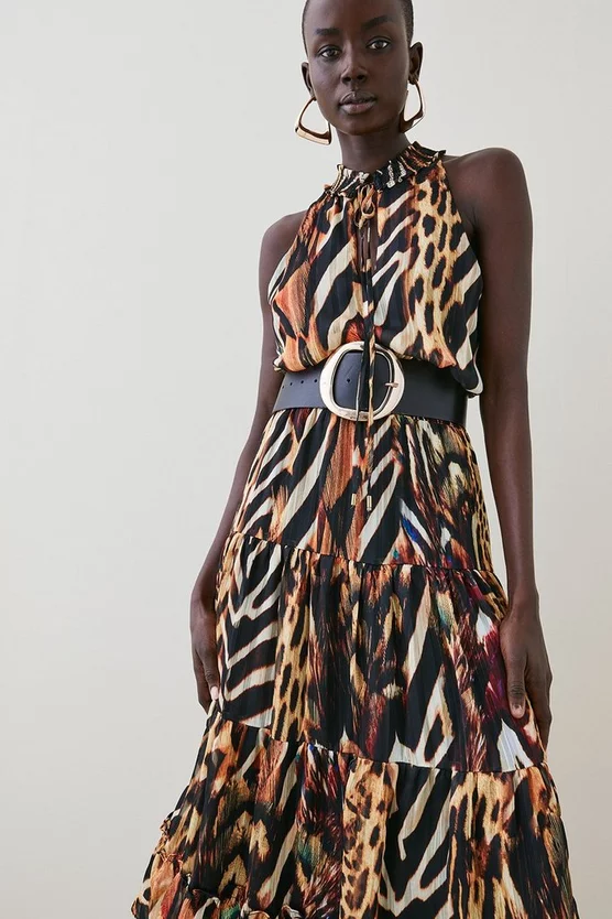 Top 10 𧨠Karen Millen Animal Shirred Halter Woven Maxi π Dress π 7 Top 10 𧨠Karen Millen Animal Shirred Halter Woven Maxi π Dress π - Image 5